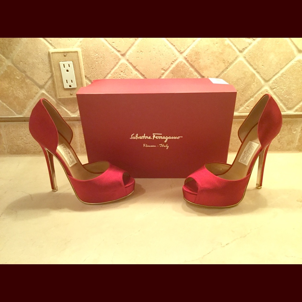 Salvatore Ferragamo Peony Red High Heels